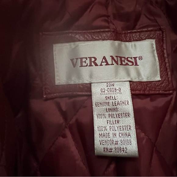 Dark Red Genuine 100% Leather Open Front Womens Coat. Sz 20W - Picture 8 of 9